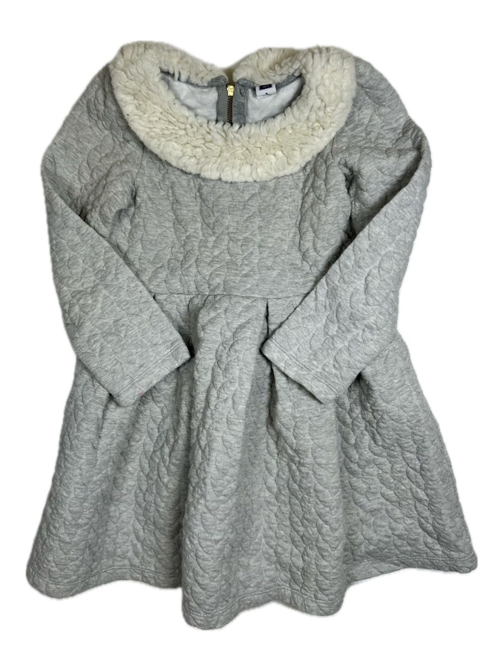 Janie and Jack Cream Sherpa-Trim Quilted Dress